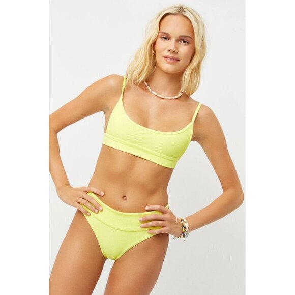 💕FRANKIE'S💕 Gavin Ribbed Bikini ~ Scoop Top (S) + Cheeky Bottom (M) Yellow NWT - Picture 4 of 16